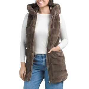 VIA SPIGA Taupe Faux Fur Vest